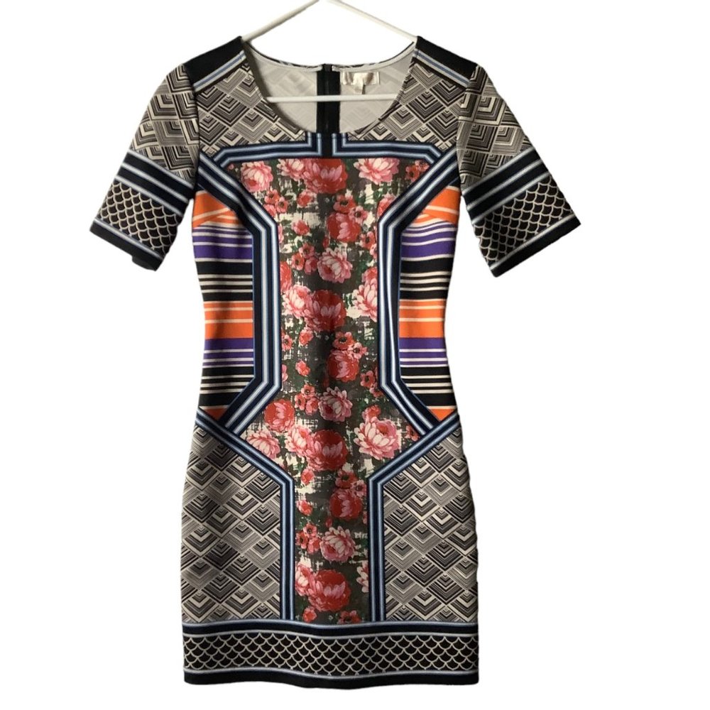 Jealous Tomato Dress Women Size‎ Small Bodycon Multimedia Floral Geometric